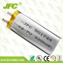 IEC 62133 approved li-ion battery JFC501744 3.7v 320mah li ion battery pack 