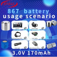 867 lithium battery 3.0V 170mAh, CR1/3N 