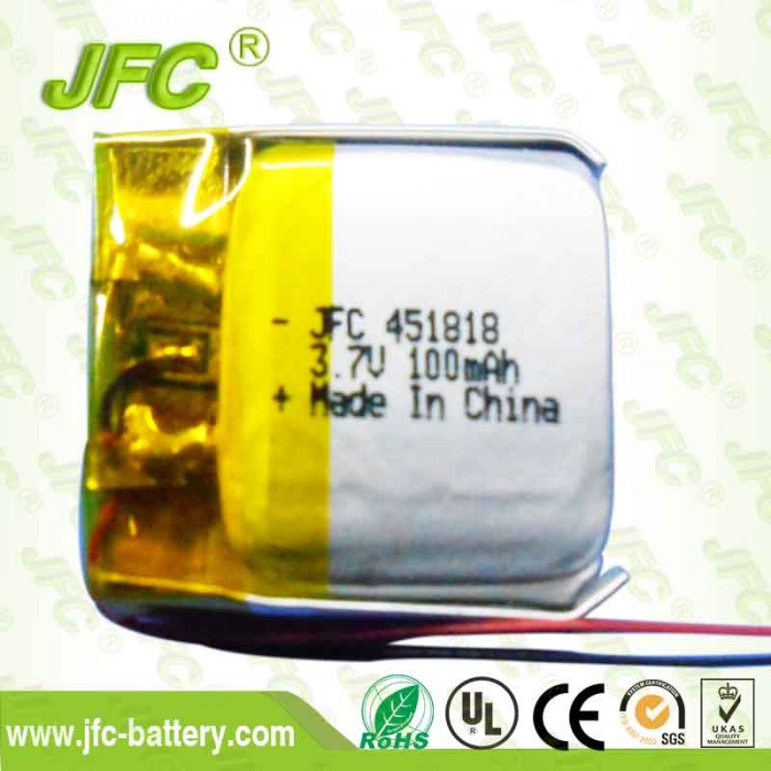 JFC451818 Li-Ion Battery 3.7V 100mAH